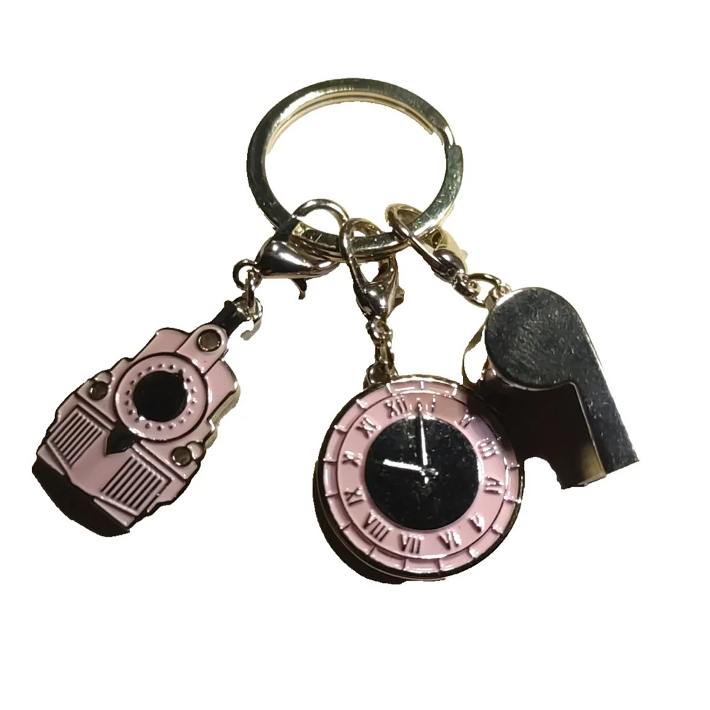 Fun Pink Railroad Keychain Whistle Clock Train